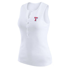 White Texas Rangers WEAR by Erin Andrews Women's Rib-Knit Henley Tank Top