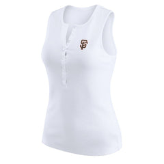 White San Francisco Giants WEAR by Erin Andrews Women's Rib-Knit Henley Tank Top