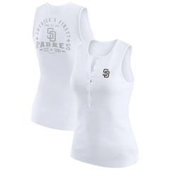 White San Diego Padres WEAR by Erin Andrews Women's Rib-Knit Henley Tank Top