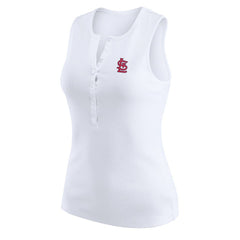 White St. Louis Cardinals WEAR by Erin Andrews Women's Rib-Knit Henley Tank Top