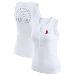 White Boston Red Sox WEAR by Erin Andrews Women's Rib-Knit Henley Tank Top