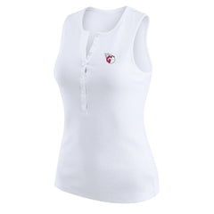White Cleveland Guardians WEAR by Erin Andrews Women's Rib-Knit Henley Tank Top
