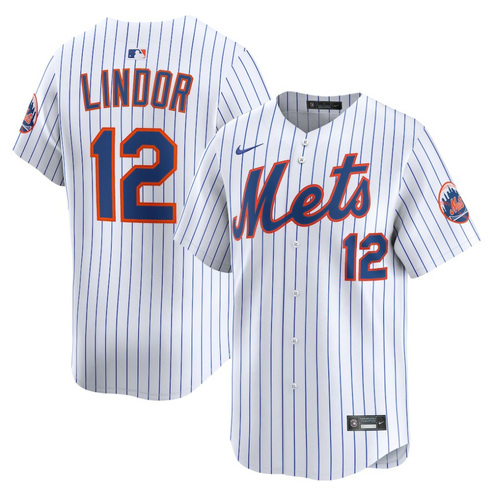 White Francisco Lindor New York Mets Nike Home Limited Jersey