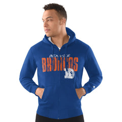 Starter Distressed Classic Full-Zip Hoodie - Denver Broncos Hoodies