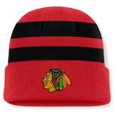 NHL Chicago Blackhawks Fanatics Fundamental Swipe Stripe Cuffed Knit Hat