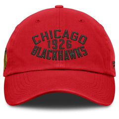 NHL Chicago Blackhawks Fanatics Fundamentals Archer Adjustable Hat
