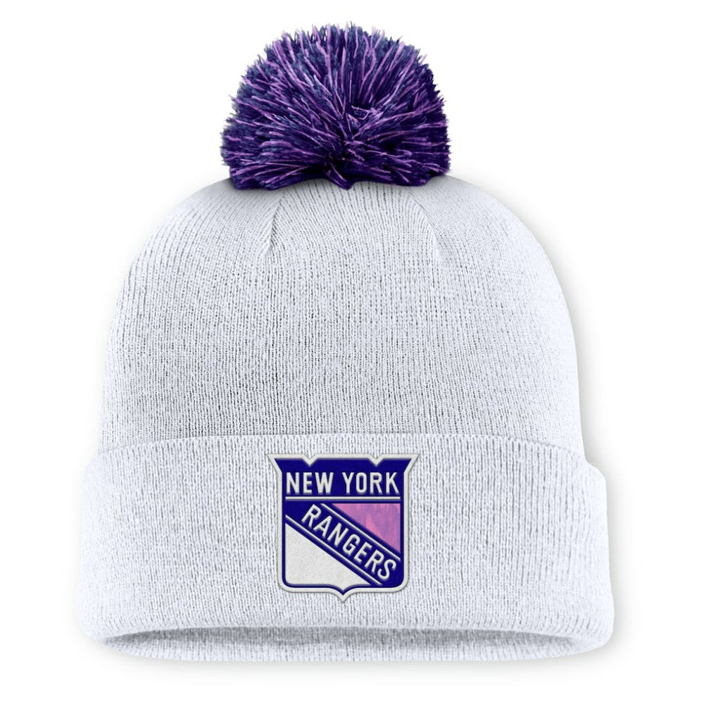 NHL New York Rangers Fanatics Authentic Pro Hockey Fights Cancer Cuffed Knit Hat with Pom