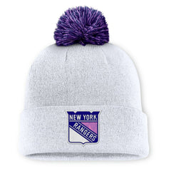 NHL New York Rangers Fanatics Authentic Pro Hockey Fights Cancer Cuffed Knit Hat with Pom