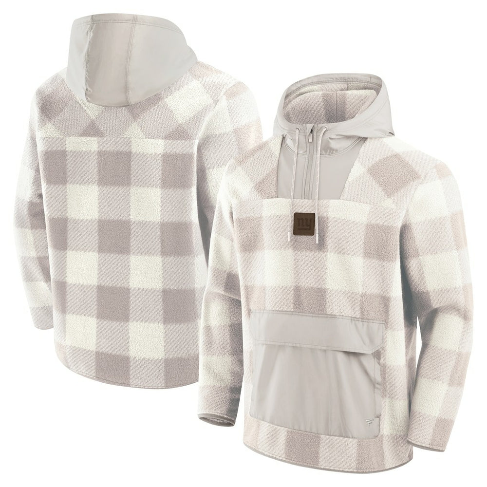 Elements Plaid Polar Fleece Quarter-Zip Hoodie - New York Giants Hoodies