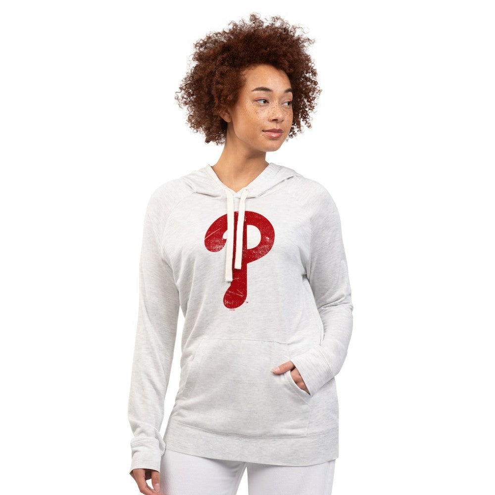 Oatmeal Philadelphia Phillies G-III 4Her by Carl Banks Women's Pregame Pullover Hoodie