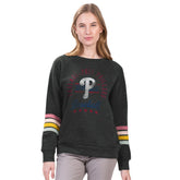 Charcoal Philadelphia Phillies G-III 4Her by Carl Banks Women's Allana Stripe Pullover Sweatshirt