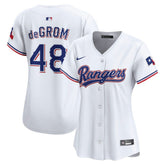 White Jacob deGrom Texas Rangers Nike Women's Home Limited Player Jersey