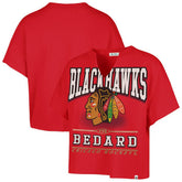NHL Connor Bedard Chicago Blackhawks '47 Women's Elation Name & Number Oversized Notch Neck T-Shirt