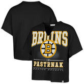 NHL David Pastrnak Boston Bruins '47 Women's Elation Name & Number Oversized Notch Neck T-Shirt