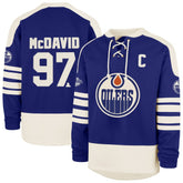 NHL Connor McDavid Edmonton Oilers '47 Player Name & Number Sweep Check Eternal Lacer Sweatshirt