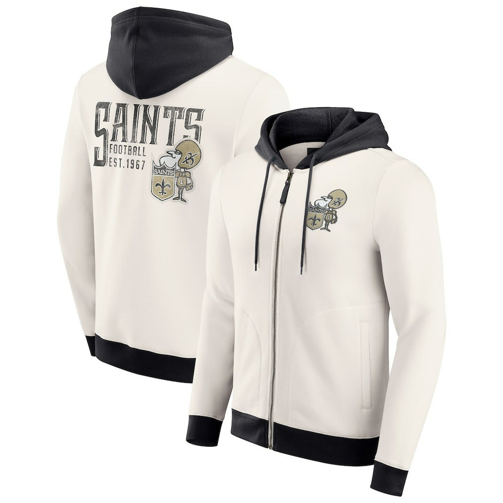 Darius Rucker Collection Distressed Graphics Full-Zip Hoodie - New Orleans Saints Hoodies