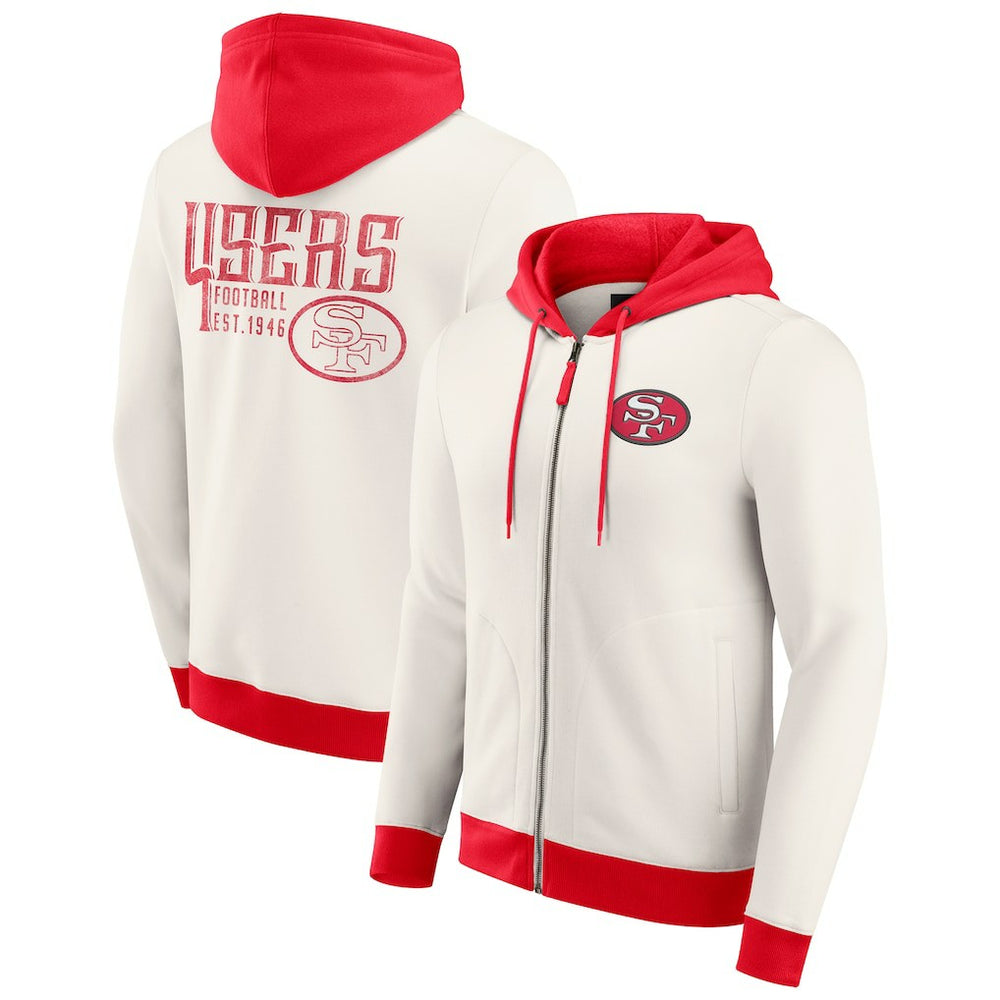 Darius Rucker Collection Distressed Graphics Full-Zip Hoodie - San Francisco 49ers Hoodies