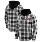 NFL x Darius Rucker Collection Plaid Flannel Quilted Full-Snap Hooded Shacket - Kansas City Chiefs