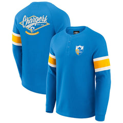 Darius Rucker Collection Waffle-Knit Raglan Long Sleeve Henley T-Shirt - Los Angeles Chargers T-shirts
