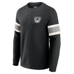 Darius Rucker Collection Waffle-Knit Raglan Long Sleeve Henley T-Shirt - Las Vegas Raiders T-shirts