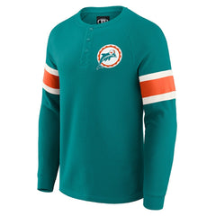 Darius Rucker Collection Waffle-Knit Raglan Long Sleeve Henley T-Shirt - Miami Dolphins T-shirts
