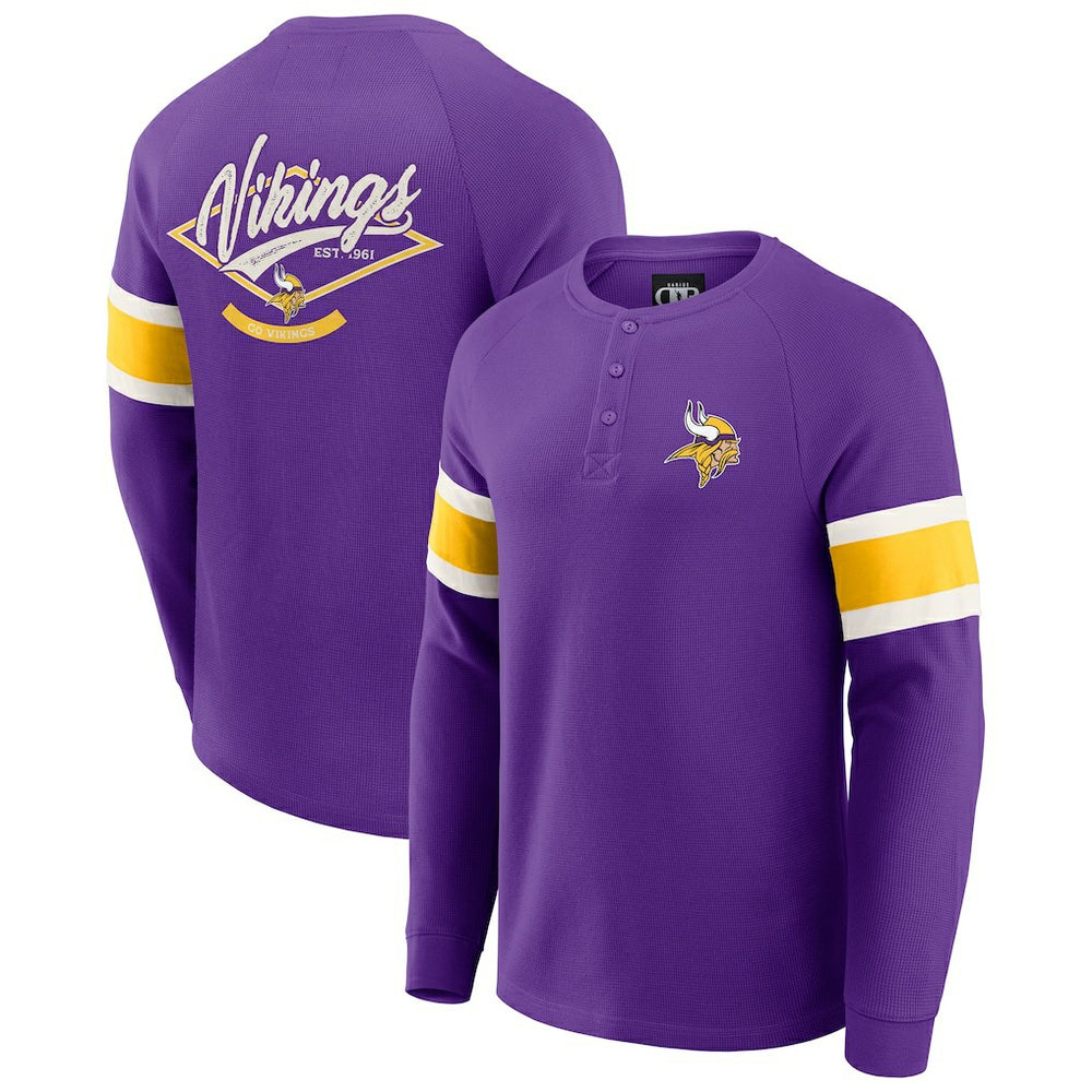 Darius Rucker Collection Waffle-Knit Raglan Long Sleeve Henley T-Shirt - Minnesota Vikings T-shirts