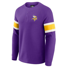 Darius Rucker Collection Waffle-Knit Raglan Long Sleeve Henley T-Shirt - Minnesota Vikings T-shirts