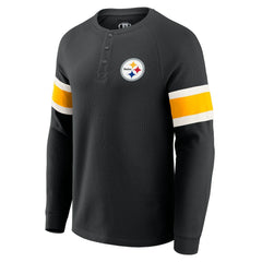 Darius Rucker Collection Waffle-Knit Raglan Long Sleeve Henley T-Shirt - Pittsburgh Steelers T-shirts