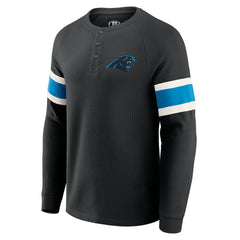Darius Rucker Collection Waffle-Knit Raglan Long Sleeve Henley T-Shirt - Carolina Panthers T-shirts