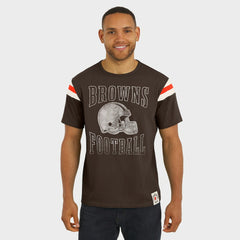 Darius Rucker Collection Football Stripe Sleeve T-Shirt - Cleveland Browns T-shirts