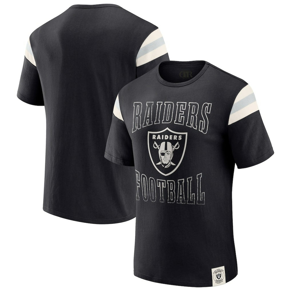 Darius Rucker Collection Football Stripe Sleeve T-Shirt - Las Vegas Raiders T-shirts