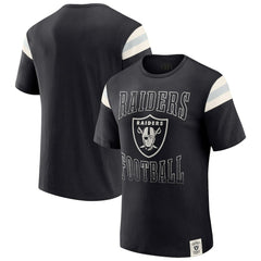 Darius Rucker Collection Football Stripe Sleeve T-Shirt - Las Vegas Raiders T-shirts
