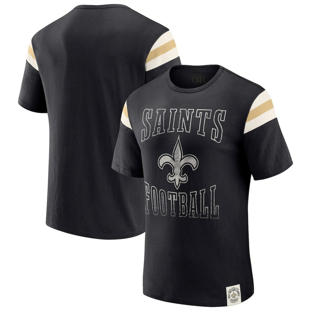 Darius Rucker Collection Football Stripe Sleeve T-Shirt - New Orleans Saints T-shirts