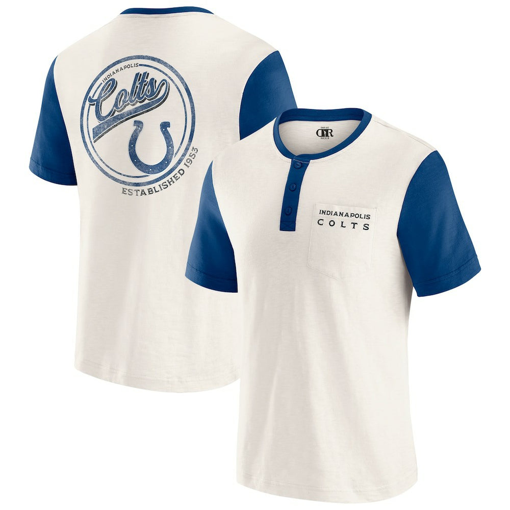 Darius Rucker Collection Henley Colorblock Slub Pocket T-Shirt - Indianapolis Colts T-shirts