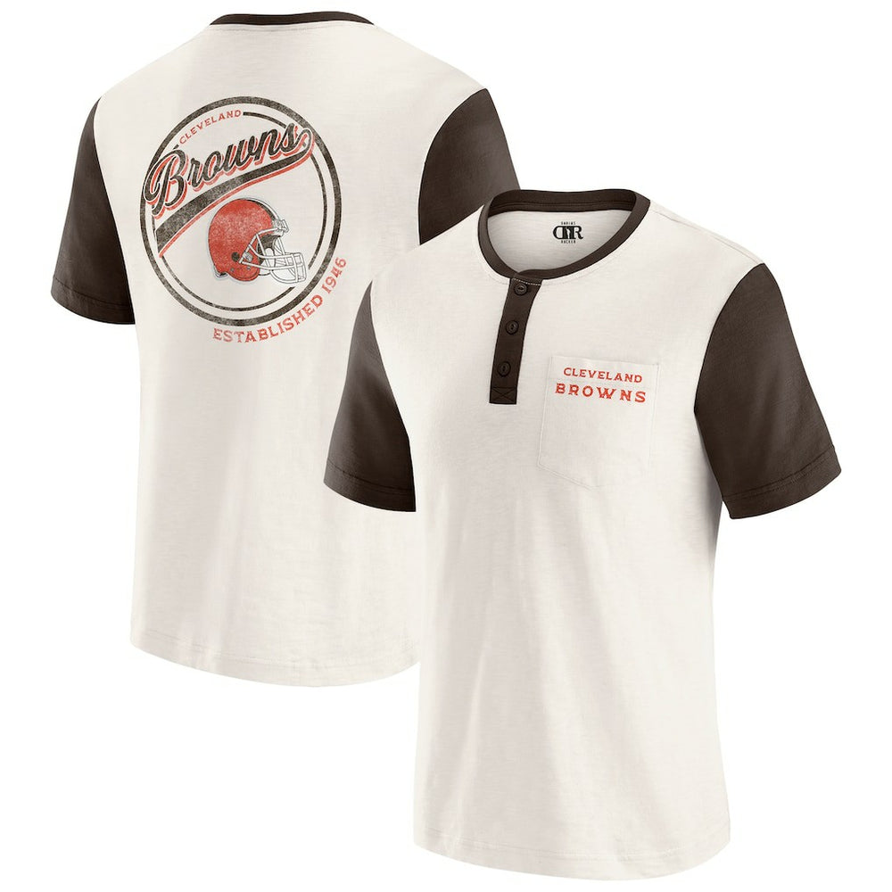 Darius Rucker Collection Henley Colorblock Slub Pocket T-Shirt - Cleveland Browns T-shirts