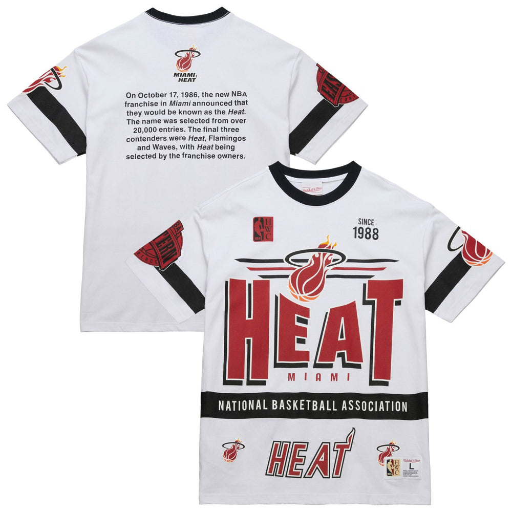 Mitchell & Ness Miami Heat Unisex Hardwood Classics Vintage Team Origins Premium T-Shirt