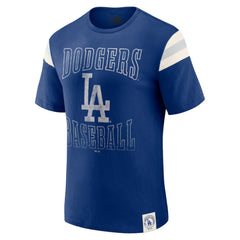 Royal Los Angeles Dodgers Darius Rucker Collection by Fanatics Distressed Sleeve Stripe T-Shirt