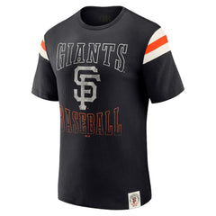Black San Francisco Giants Darius Rucker Collection by Fanatics Distressed Sleeve Stripe T-Shirt