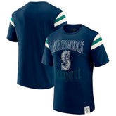 Navy Seattle Mariners Darius Rucker Collection by Fanatics Distressed Sleeve Stripe T-Shirt