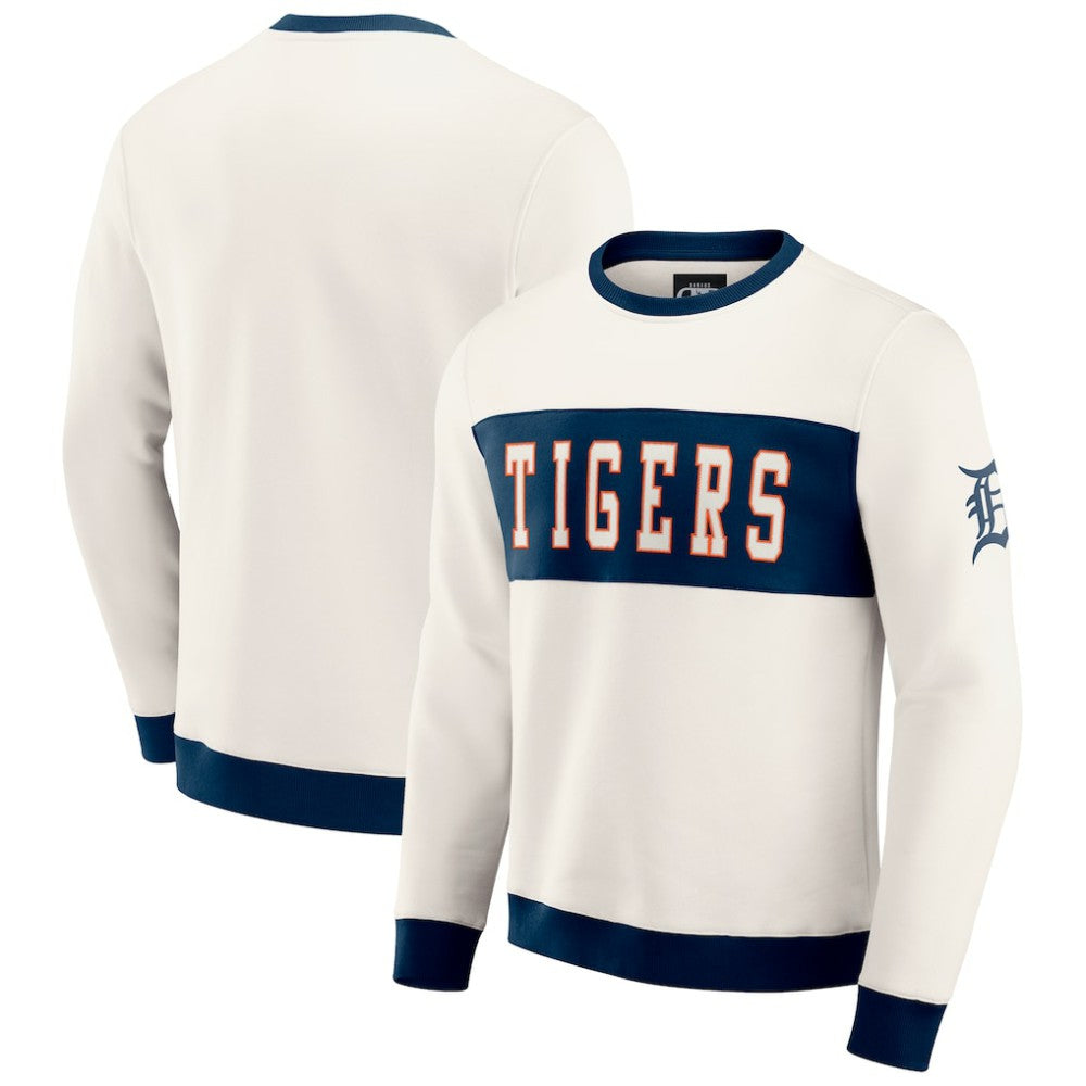 Cream Detroit Tigers Darius Rucker Collection by Fanatics Colorblock Crewneck Sweatshirt