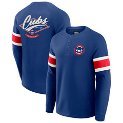 Royal Chicago Cubs Darius Rucker Collection by Fanatics Waffle-Knit Raglan Long Sleeve Henley T-Shirt