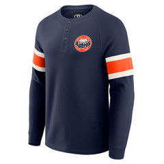 Navy Houston Astros Darius Rucker Collection by Fanatics Waffle-Knit Raglan Long Sleeve Henley T-Shirt