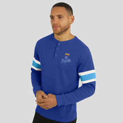 Royal Kansas City Royals Darius Rucker Collection by Fanatics Waffle-Knit Raglan Long Sleeve Henley T-Shirt