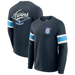 Navy Minnesota Twins Darius Rucker Collection by Fanatics Waffle-Knit Raglan Long Sleeve Henley T-Shirt