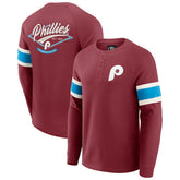 Burgundy Philadelphia Phillies Darius Rucker Collection by Fanatics Waffle-Knit Raglan Long Sleeve Henley T-Shirt