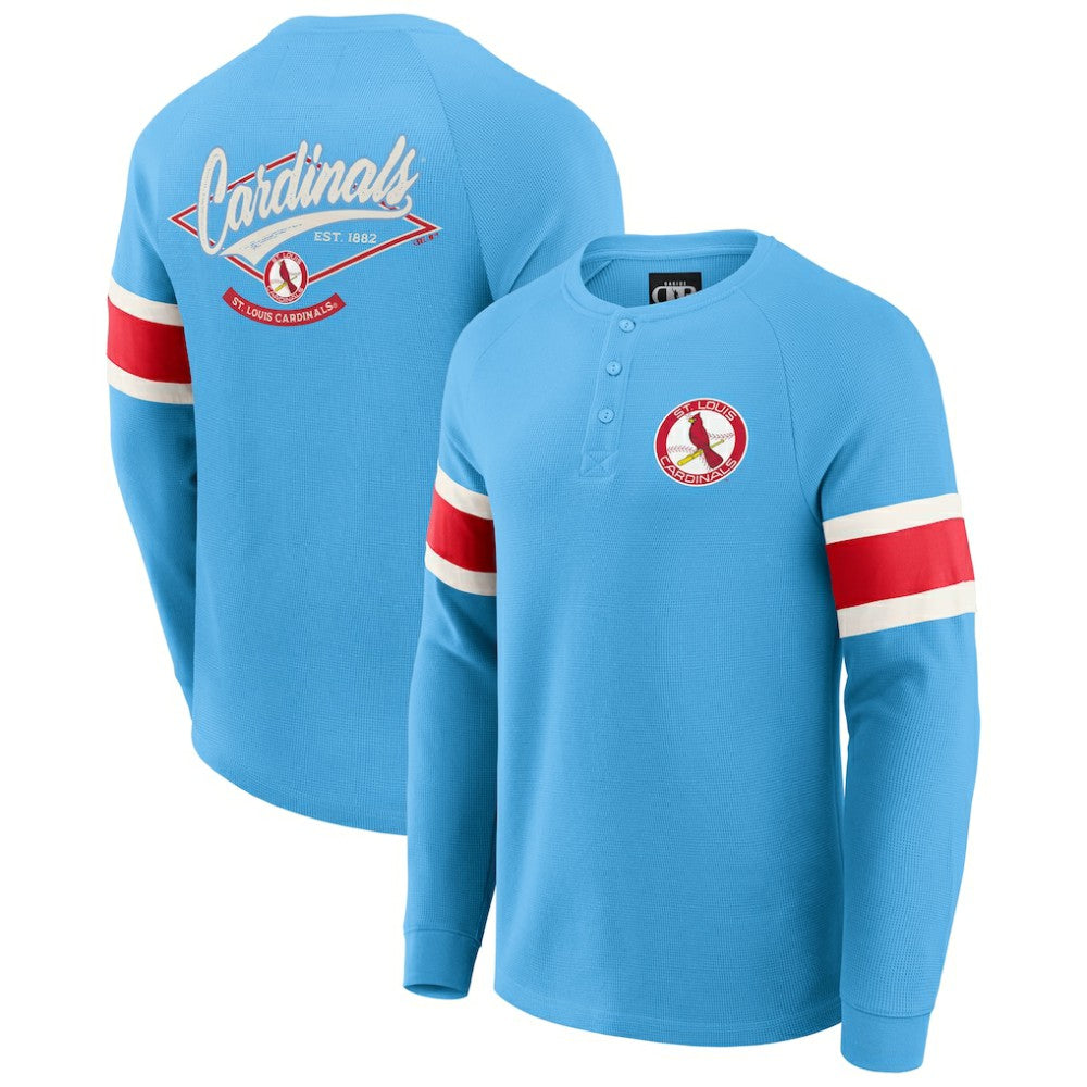 Light Blue St. Louis Cardinals Darius Rucker Collection by Fanatics Waffle-Knit Raglan Long Sleeve Henley T-Shirt