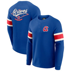 Royal Atlanta Braves Darius Rucker Collection by Fanatics Waffle-Knit Raglan Long Sleeve Henley T-Shirt