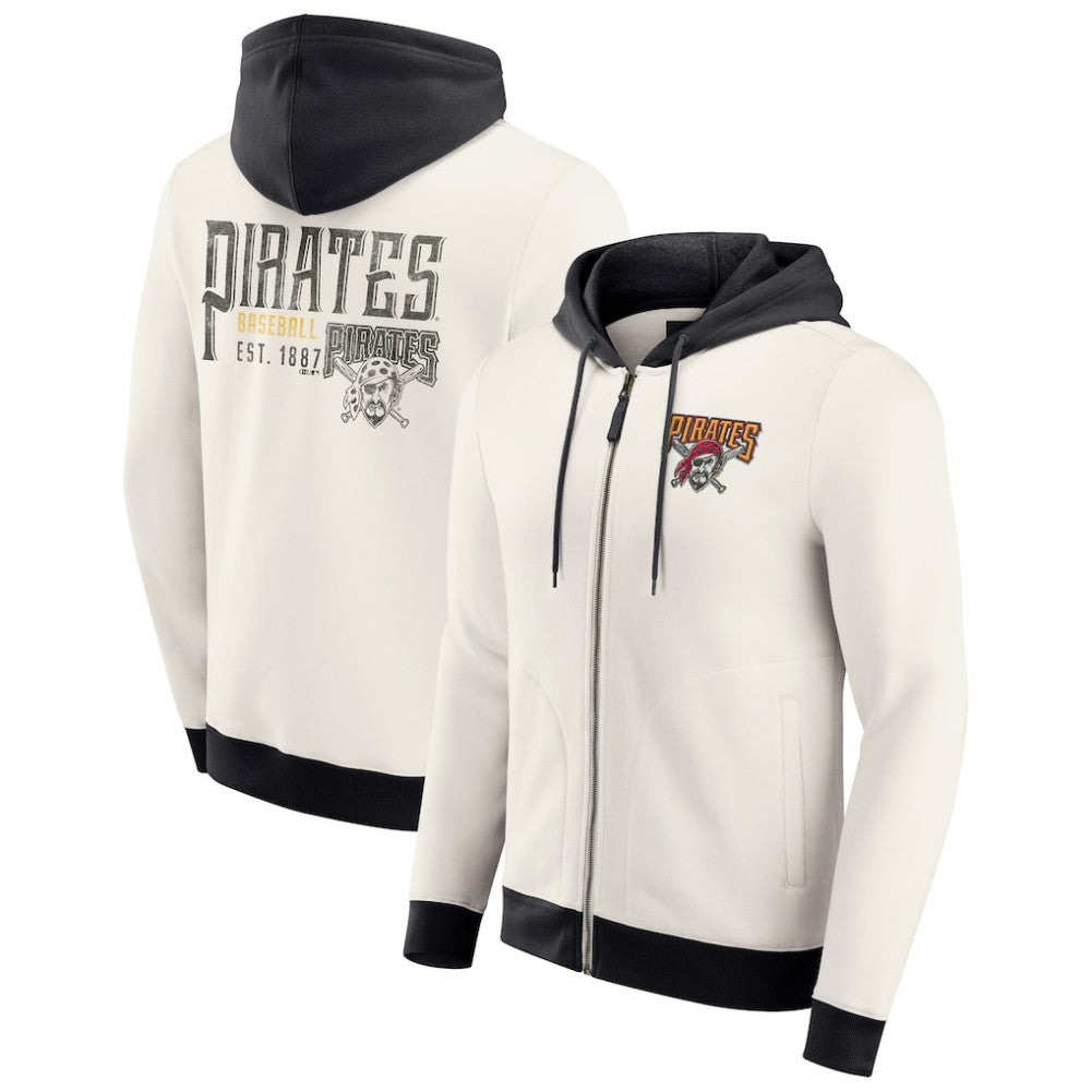 Cream Pittsburgh Pirates Darius Rucker Collection by Fanatics Men's Polar Fleece Full-Zip Hoodie