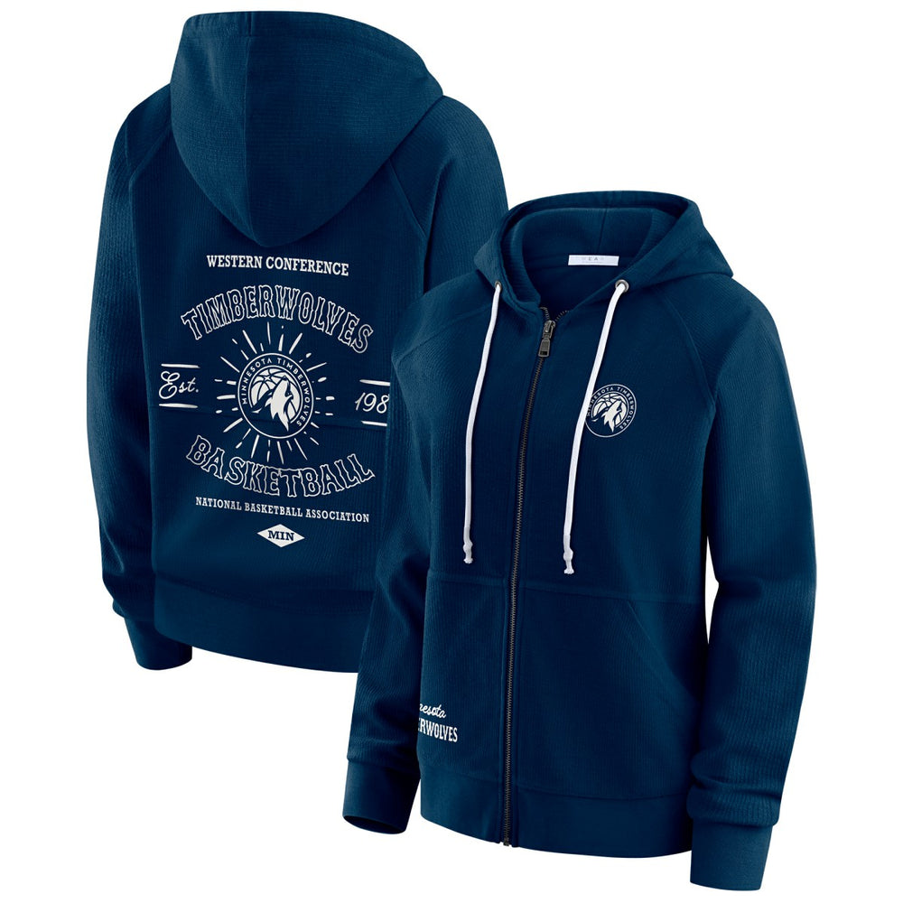 Minnesota Timberwolves WEAR by Erin Andrews Women's Vintage Full-Zip Raglan Hoodie