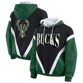 Milwaukee Bucks WEAR by Erin Andrews Women's Colorblock Full-Zip Hoodie Windbreaker Jacket